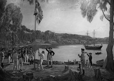 Die Landung der Schiffe der First Fleet in Australien