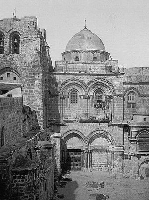 Die Grabeskirche in Jerusalem auf einem Photo aus dem Jahr 1905