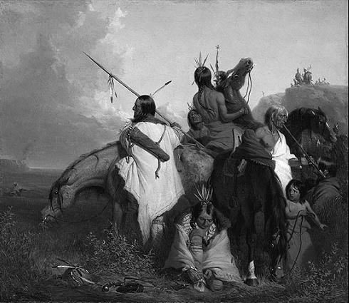 Ein Gruppe Sioux-Indianer in einem Gemälde von Charles Deas