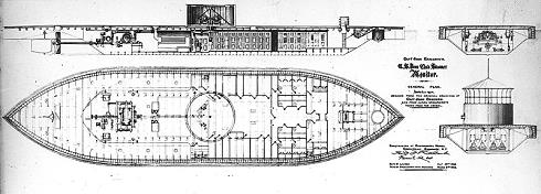 Konstruktionszeichnung der USS Monitor