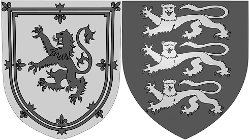 Die Wappen Englands und Schottlands